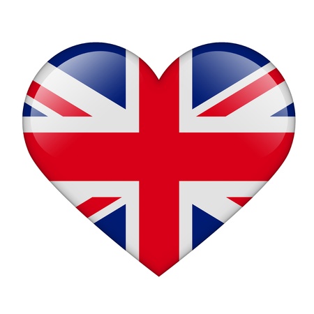 Le drapeau britannique sous la forme d'un coeur brillant Banque d'images - 17476765