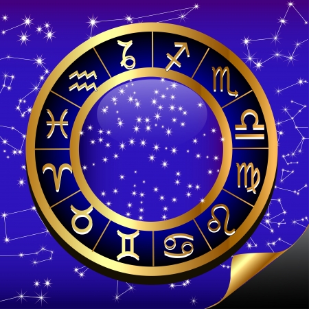 illustration night sky and gold(en) circle of the constellation sign zodiac Stock Vector illustration night sky and gold(en) circle of the constellation sign zodiac Stock Vector - 15630765