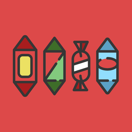 スイーツキャンディカテゴリーアイコン お店やカフェのシンボルのためのベクトルラインイラスト 伝統的なロシアのお菓子とキャンディ のイラスト素材 ベクタ Image