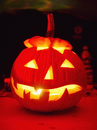 悪目のジャックとハロウィーン カボチャ頭怖い顔 の写真素材 画像素材 Image