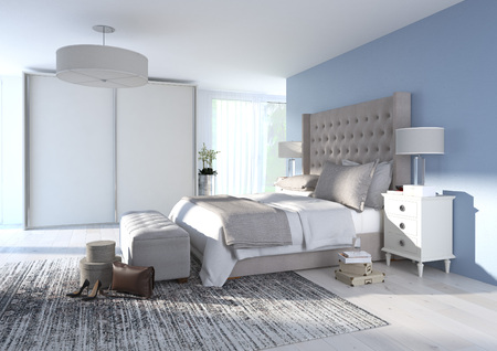 Comfortabele Slaapkamer Met Mooie Decoratie, Interieur Ideeën. 3D ... Comfortabele Slaapkamer Met Mooie Decoratie, Interieur Ideeën. 3D ...