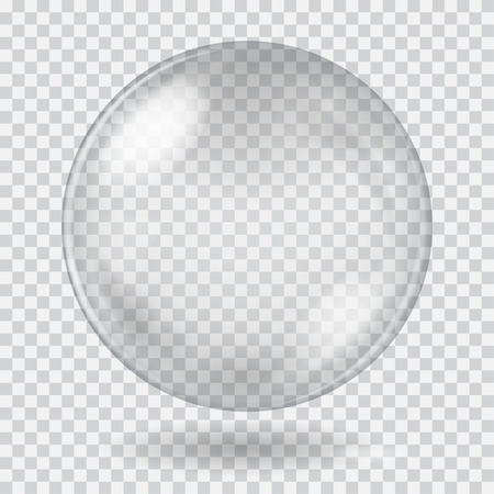 Big white transparent glass sphere with glares and shadow. Transparency <i>бисере</i> only in vector file