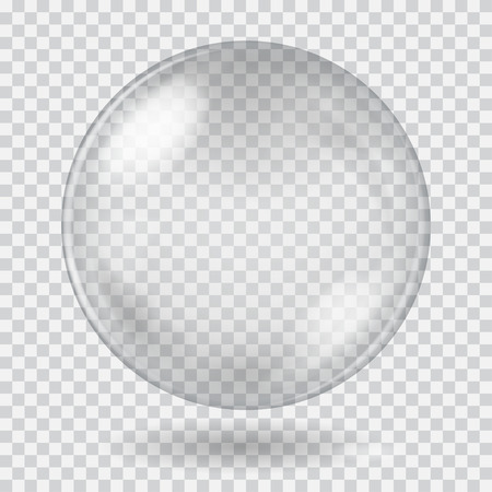 Big white transparent glass sphere with glares and shadow. Transparency only in vector file - 48417524