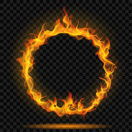 set of fire flames in the form of ring arc and wave on transparent flames are a form of