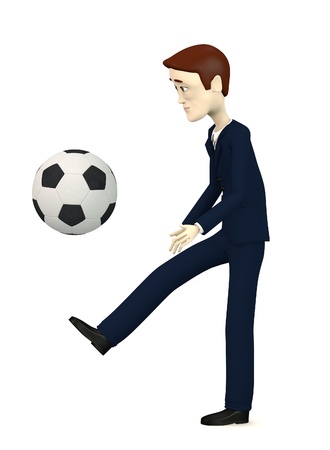 サッカー ボールのアニメ キャラクターの 3 D レンダリング の写真素材 画像素材 Image