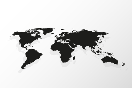 World map vector isolated on white background travel worldwide map silhouette backdrop on white background Stock Photo