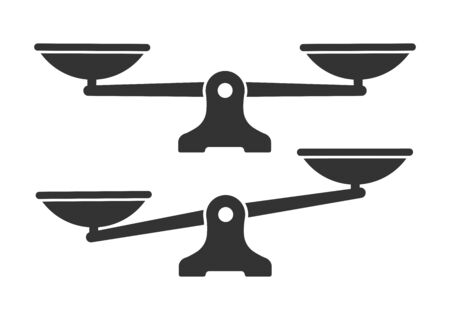Set schalen of weegschaal pictogram. vector illustratie