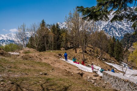 Manali, himachal pradesh, india - may 01, 2019 : tourist enjoying in gulaba. road to rohtang pass in himalayas, india Stock Photo