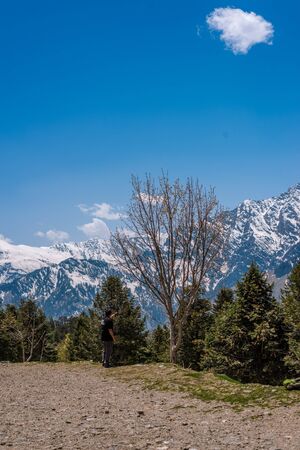 Manali, himachal pradesh, india - may 01, 2019 : tourist enjoying in gulaba. road to rohtang pass in himalayas, india