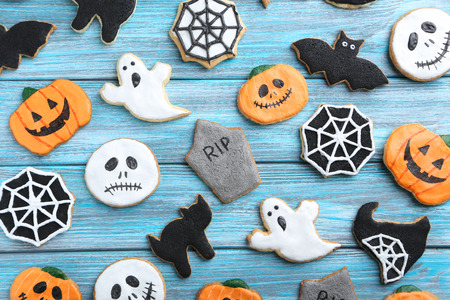 fresh halloween gingerbread cookies on blue wooden table stock photo picture and royalty free image image 45775225 - Halloween Gingerbread Cookies fresh halloween gingerbread cookies on blue wooden table stock photo picture and royalty free image image 45775225 - Halloween Gingerbread Cookies