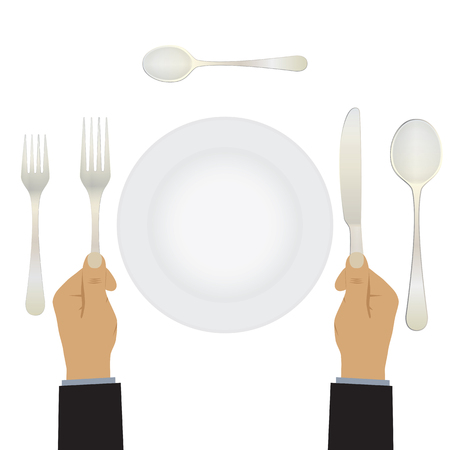 hand with a knife and fork tableware table setting etiquette