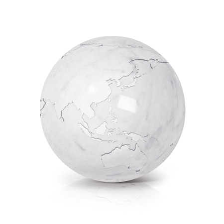 65086829 white marble asia australia world map 3d illustration on white background