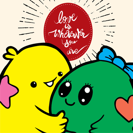 ヴィンテージ手書きレタリング バレンタインデーの挨拶印刷 落書き怪獣愛好家のためのかわいいモンスター恋人とロマンチックな引用 ベクトル タイポグラフィ ポスター書道 愛はどこにいても の碑文のイラスト素材 ベクタ Image ヴィンテージ手書きレタリング バレンタインデーの挨拶印刷 落書き怪獣愛好家のためのかわいいモンスター恋人とロマンチックな引用 ベクトル タイポグラフィ ポスター書道 愛はどこにいても の碑文のイラスト素材 ベクタ Image