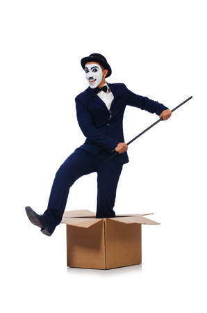 Man with cane in the box