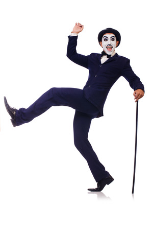 Personification of Charlie Chaplin on white
