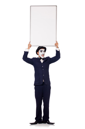 Funny man with blank board