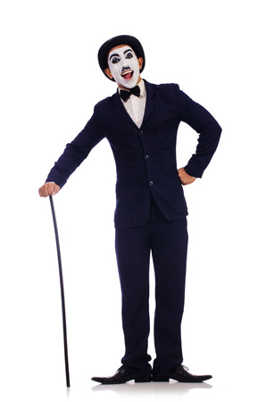Personification of Charlie Chaplin on white