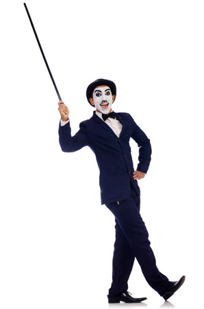 Personification of Charlie Chaplin on white