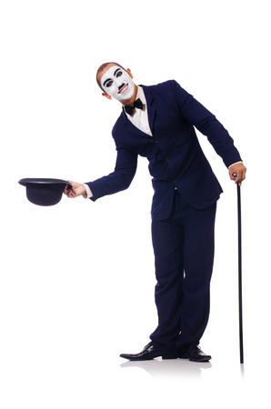 Personification of Charlie Chaplin on white