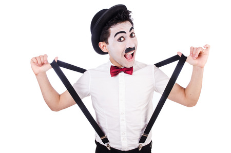 Personification of Charlie Chaplin on white