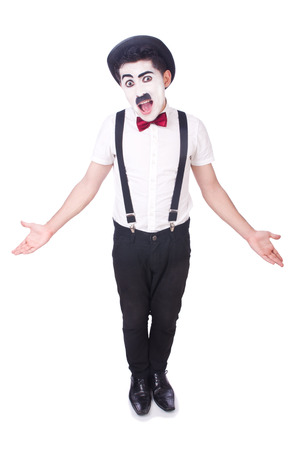Personification of Charlie Chaplin on white