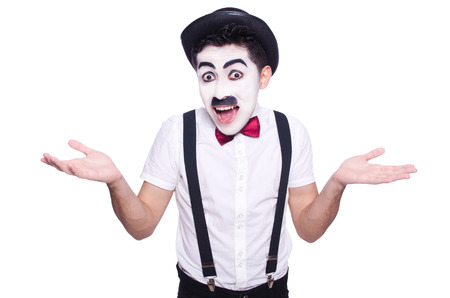 Personification of Charlie Chaplin on white
