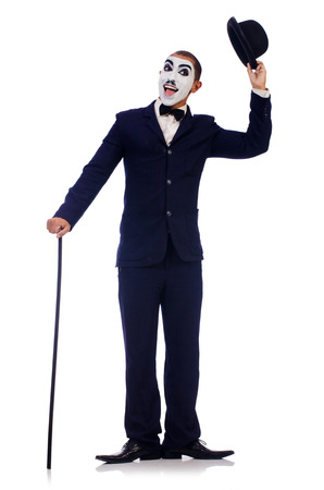 Personification of Charlie Chaplin on white