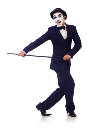 Personification of Charlie Chaplin on white