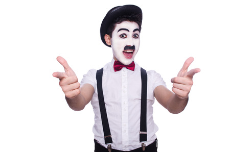 Personification of Charlie Chaplin on white
