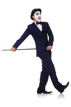 Personification of Charlie Chaplin on white