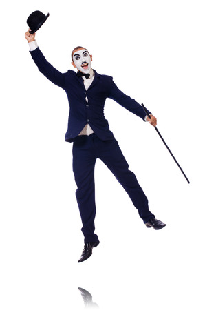 Personification of Charlie Chaplin on white