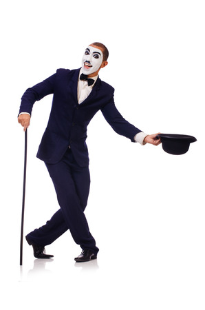 Personification of Charlie Chaplin on white