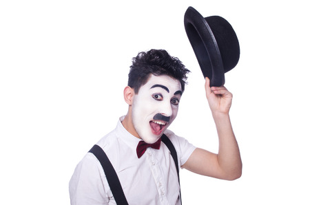 Personification of Charlie Chaplin on white