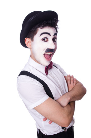 Personification of Charlie Chaplin on white
