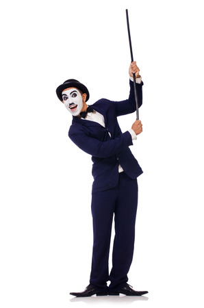 Personification of Charlie Chaplin on white