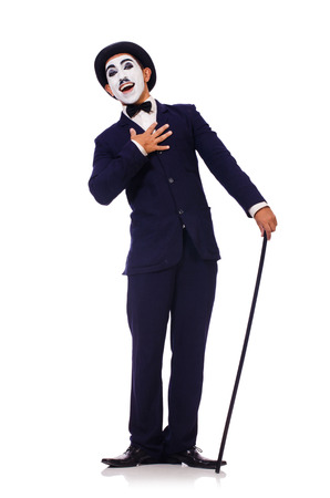 Personification of Charlie Chaplin on white