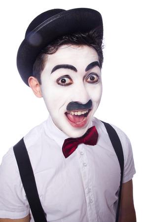 Personification of Charlie Chaplin on white