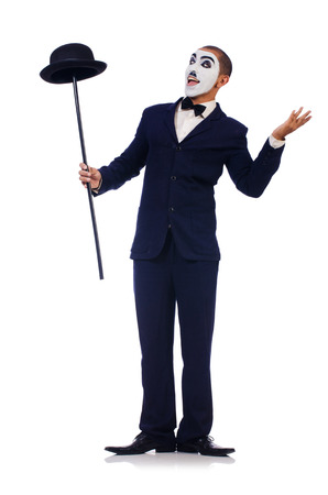 Personification of Charlie Chaplin on white