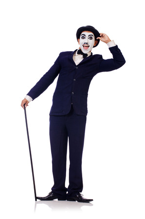 Personification of Charlie Chaplin on white