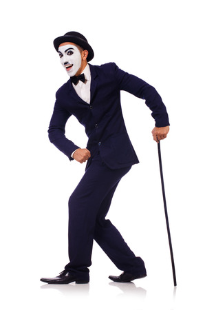 Personification of Charlie Chaplin on white