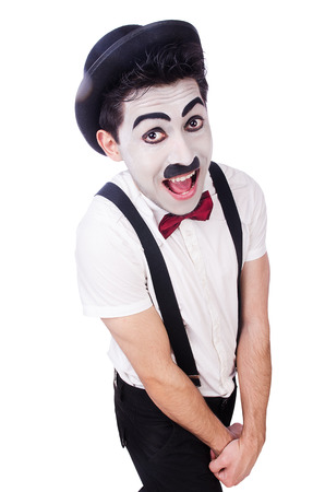 Personification of Charlie Chaplin on white