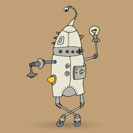 かわいいロボット落書き図面 ベクトル イラストのイラスト素材 ベクタ Image