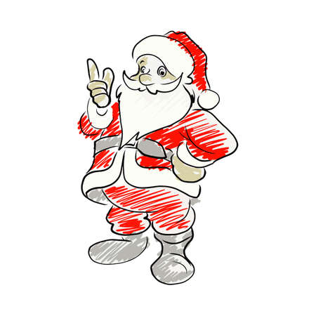 Santa claus pointing up vector illustration sketch hand drawn isolated on white background