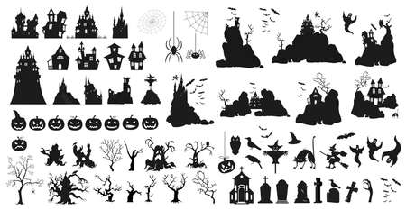 Halloween holiday constructor. Graphic template. Flat icons. Vector illustration