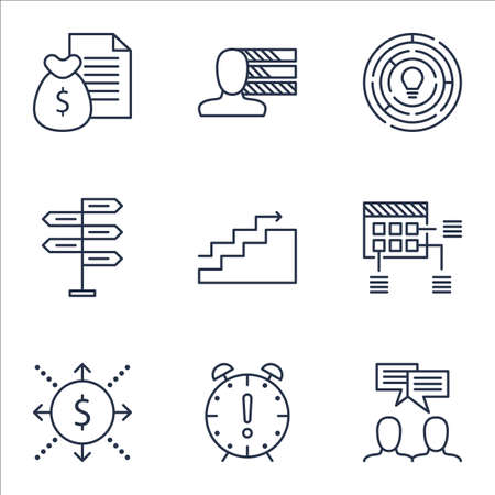 時間管理 お金 技術革新のトピックに関するプロジェクト管理アイコンのセットです 編集可能なベクター イラストです プロジェクト 期限と目標のベクトルの アイコンが含まれています のイラスト素材 ベクタ Image