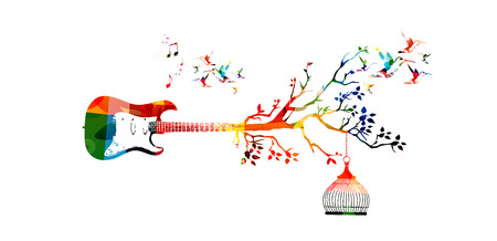 creative music style template vector illustration colorful guitar