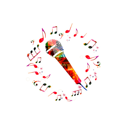 Music Background With Microphone Colorful Microphone With Music Notes Isolated Vector Illustration Royalty Free Cliparts Vectors And Stock Illustration Image 77513705