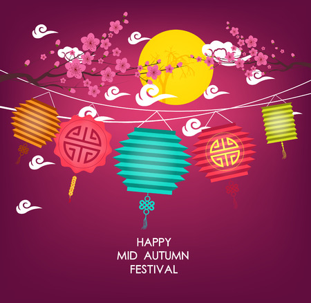 Moonlight lanterns: Lễ hội mùa thu giữa Trung Quốc thiết kế đồ họa Hình minh hoạ