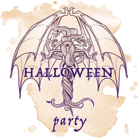 悪魔の Sybmbolical 表現としてヘビやコウモリの羽をインター レースします 複雑な手描き タトゥーのデザイン ハロウィーン パーティーの招待状カード デザイン グランジ背景 Eps10 のベクター イラストです のイラスト素材 ベクタ Image 悪魔の Sybmbolical 表現としてヘビやコウモリの羽をインター レースします 複雑な手描き タトゥーのデザイン ハロウィーン パーティーの招待状カード デザイン グランジ背景 Eps10 のベクター イラストです のイラスト素材 ベクタ Image