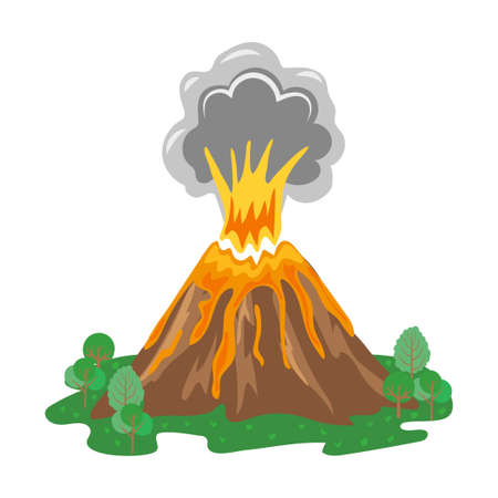 火山噴火のイラストが白で隔離のベクトルを設定します 火山活動のさまざまな段階 のイラスト素材 ベクタ Image